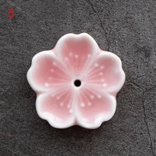 Cherry Blossom Incense Burner Home Ceramic Decor Stick Holder Aromatherapy Censer Office Teahouse Ornament