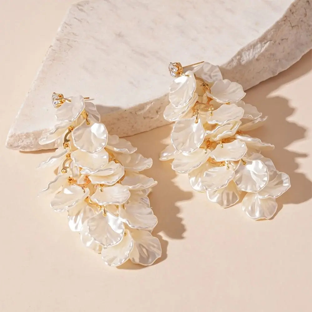Fashion Exquisite Petals Tassel Earrings Jewelry Exaggerated Drop Earring Ornaments Luxury Vintage Earrings Party