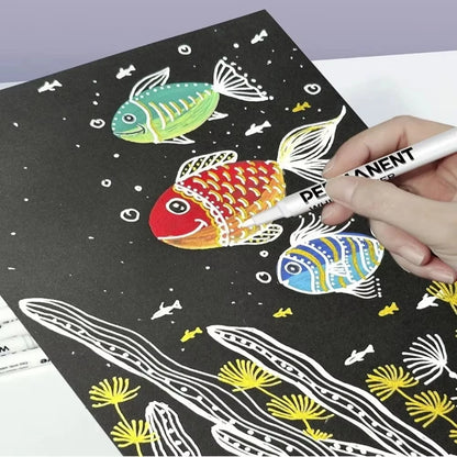 3/6Pcs Art Writing Waterproof White Paint Pen Fine Tip Oil-Based Marker Pen Acrylic Paint Marker Stationery Supplies