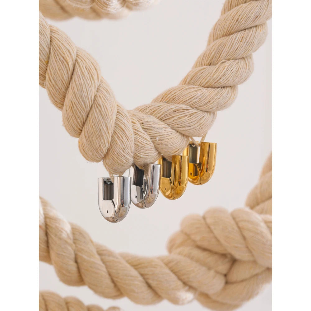 Yhpup 316L Stainless Steel Glossy Metal U-Shape Hollow Hoop Earrings 18K PVD Plated Texture Attractive Jewelry Waterproof