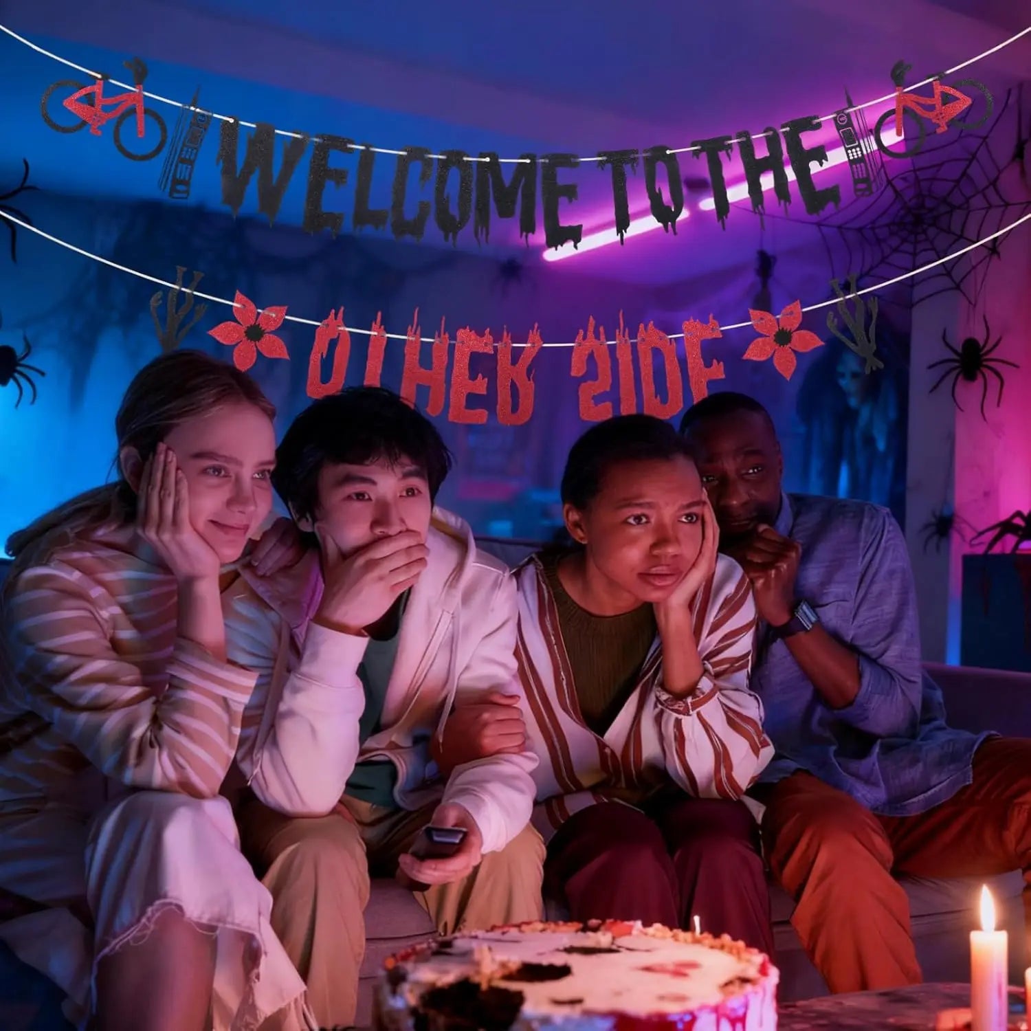 Glitter Welcome to the Other Side Banner for Birthday Party Decorations Upside Down Banner Stranger Party Decorations for Spo
