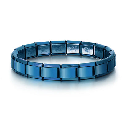 2025 Fashion Functional Elastic Bracelet Modular Bulk Italian Charms Links Fit Bracelet Stainless Steel Jewelry - D