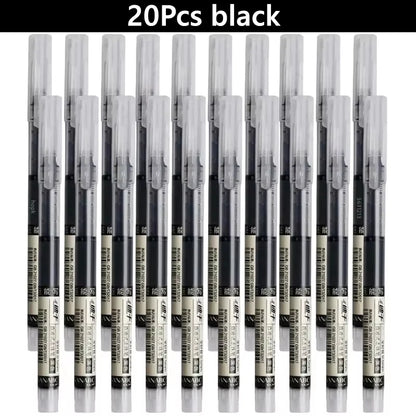 3-102Pcs/set Needle Type Gel Pens Straight Liquid Ballpoint Pen Kawaii Stationery School Office Supplies Writing - 20pcs blac