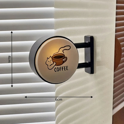 Retro Coffee Corner Refrigerator Magnet Light Fridge Magnet Magnetic Home Miniature Pegboard Coffee Shop Glowing Decoration -