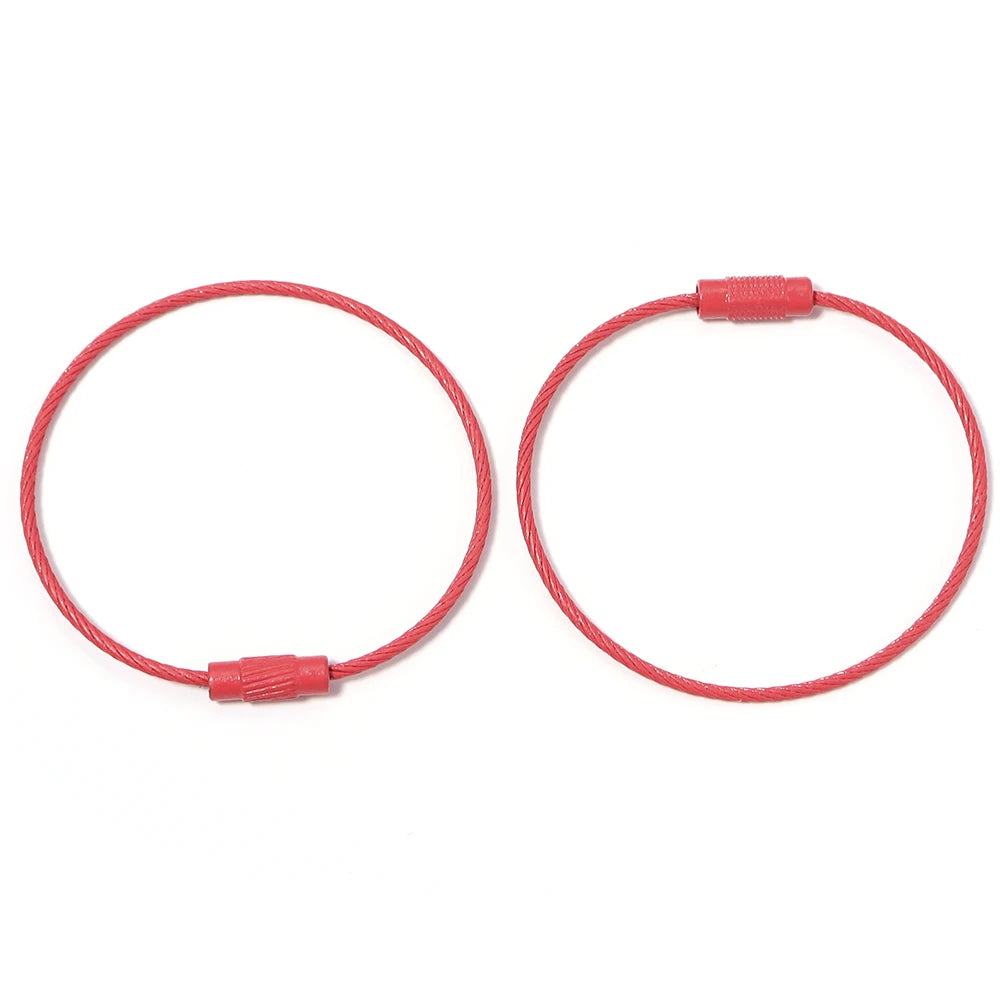 10pcs/lot Stainless Steel Wire Keychains Colorful Round Cable Loop Screw Lock Rope Rings For DIY Keyrings Key Chains Accessor