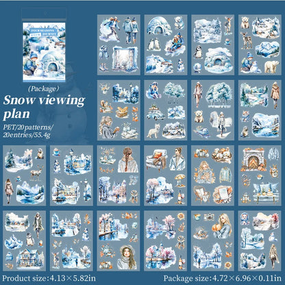 20 Sheets PET Die cut Stickers book Four Seasons Scenery Decorative handmade Scrapbooking Material Diary Album Craft Supplies