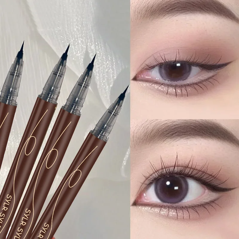 Ultra-fine ultra-fine eyebrow pencil waterproof professional sweat-proof liquid eyeliner Eyebrow dual-purpose durable makeup 
