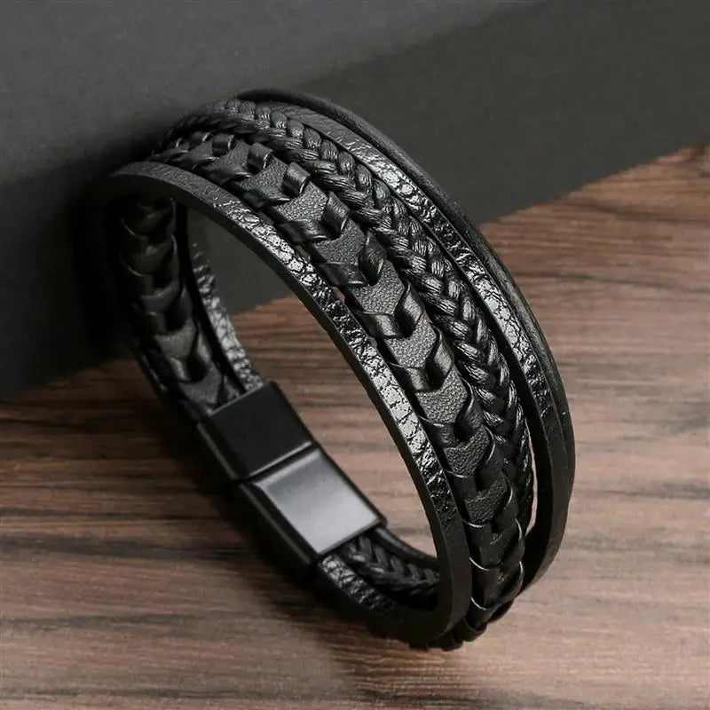 Classic Men's Leather Bracelet New Style Hand-woven Multi-layer Combination Accessory Fashion Man Jewelry