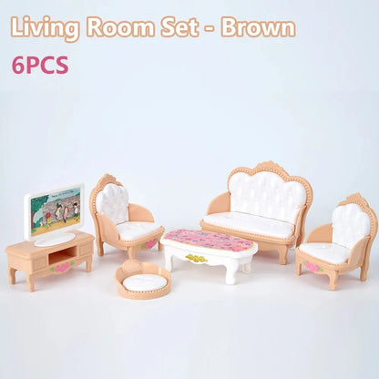 Cute Kawaii Pink 10 Items/Lot Miniature Dollhouse Furniture Accessory Kids Toys Kitchen Cooking Things For Girl Gifts
