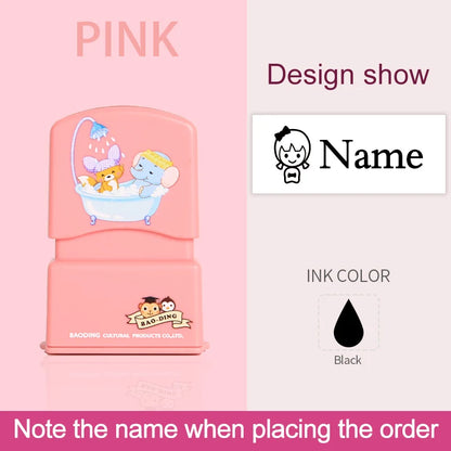 Personalized Kids Name Stamp-Custom Waterproof Seal Stamps for School,Durable Non-Fading Ink, Travel Case & Educational Tools