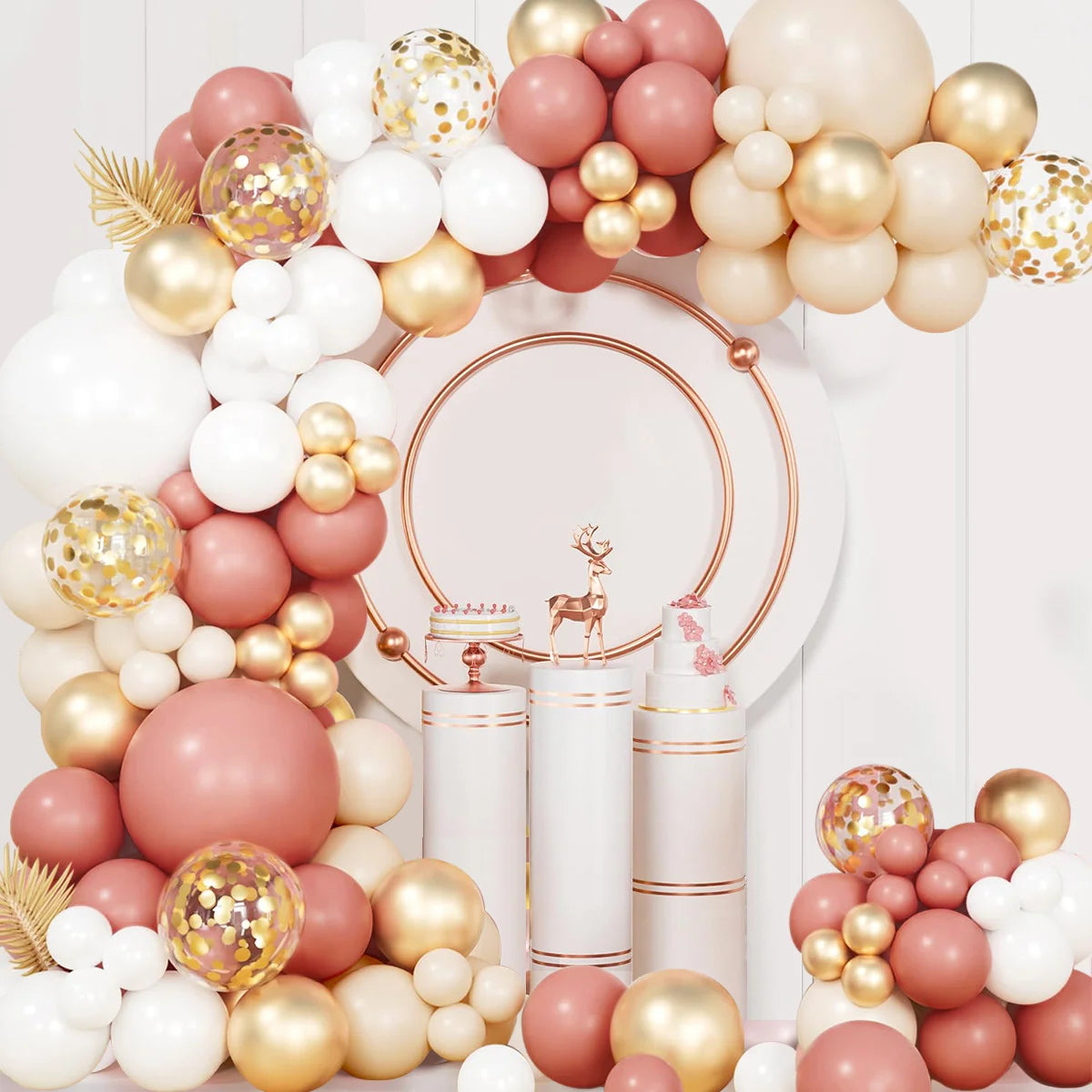 Retro Pink White Gold Balloons Garland Arch Kit Birthday Party Decoration Kids Baby Shower Wedding Party Supplies Letax Ballo