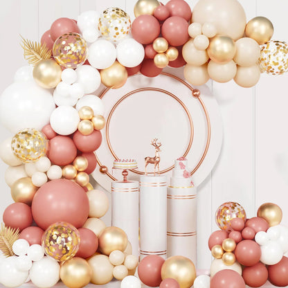 Retro Pink White Gold Balloons Garland Arch Kit Birthday Party Decoration Kids Baby Shower Wedding Party Supplies Letax Ballo