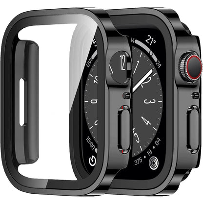 Glass+Case for Apple Watch 42 46mm 45mm 41 49 44mm 40 Mm Straight Edge Screen Protector Cover Case iWatch SE 6 7 8 9 10 11 Ul