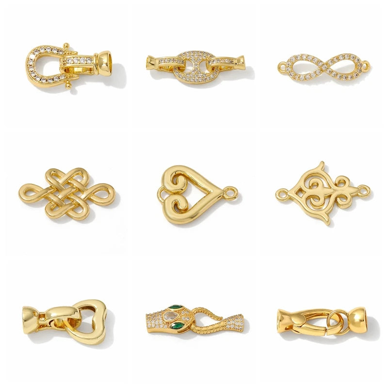 18K Gold Plated Brass Metal Connector Clasps For Jewelry Making,Locks For Bracelet,Pearl Necklace Clasps,Jewelry Accessories