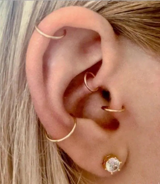 18G Clip-On Fake Lip Ring Stainless Steel Hypoallergenic Punk Non Piercing Lip Hoop 18K Gold Plated Cartilage Conch Cuff Earr