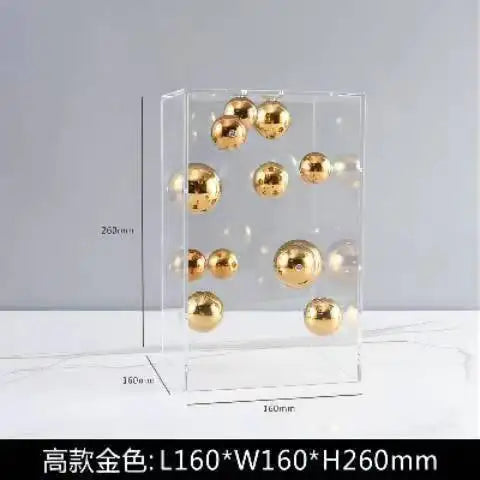 Creative Square Acrylic Cover Sphere Decoration Living Room Porch Cabinet Crafts Ornament Modern Clear Acrylic Square Home De