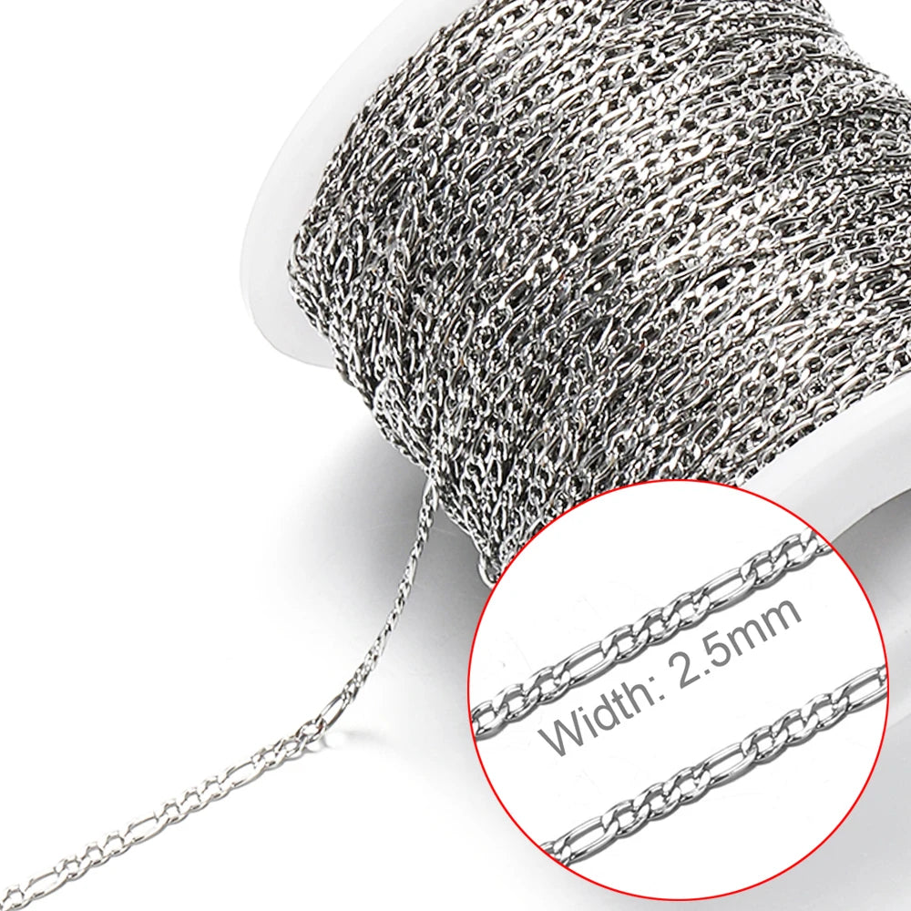 No Fade 2Meters Stainless Steel Chains for Jewelry Making DIY Necklace Bracelet Accessories Gold Chain Lips Beads Beaded Chai