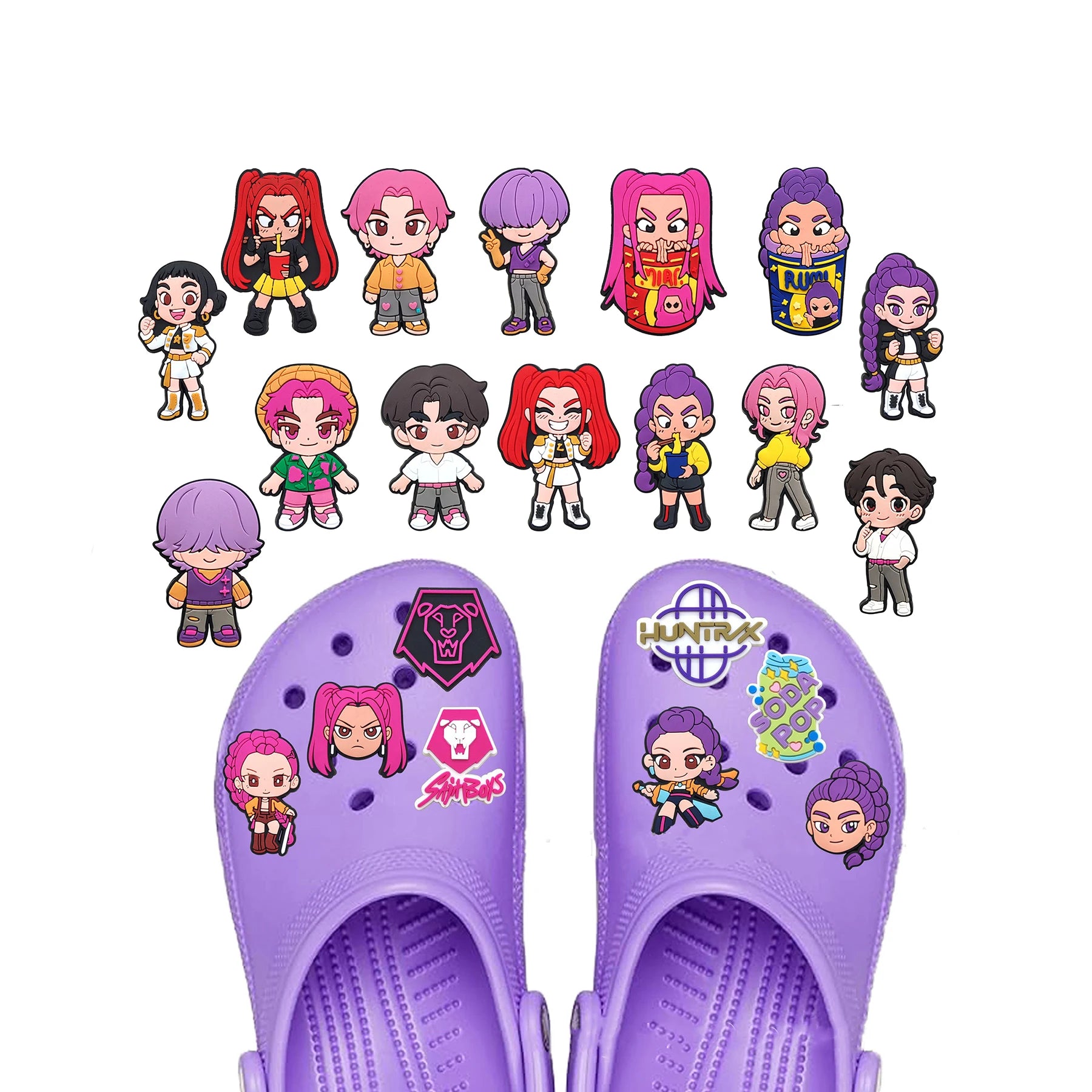 19pcs Korean music Shoe Charms PVC DIY Shoes Decoration Bracelet Wristband Sandal shoe Accessories Buckle for Kids Gifts