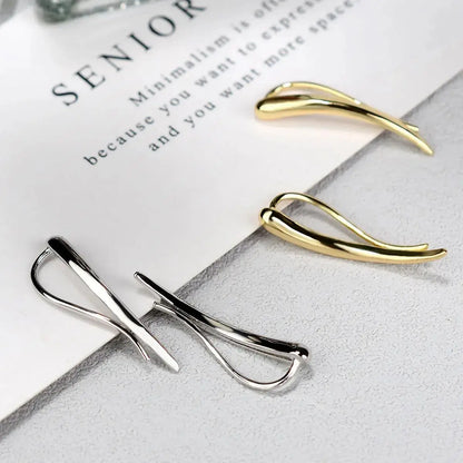 Long Dipper Ear Hook Clip on Earrings for Women Moon Curved Metal Ear Climbing Ear Cuff Piercing Earrings Fashion Jewelry Gif