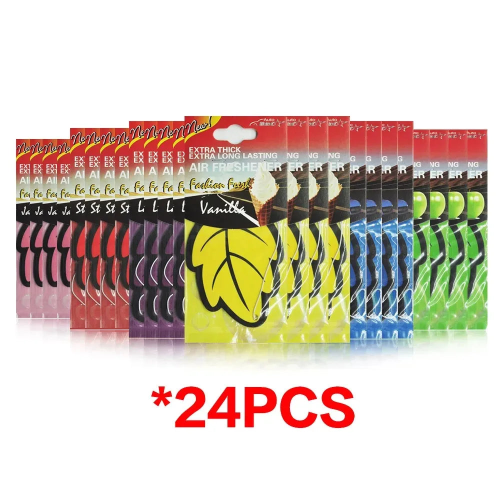 3-60pcs Car Air Freshener Natural Scented Tea Paper Auto Hanging Vanilla Perfume Fragrance Leaf Shape Car Accessories Interio