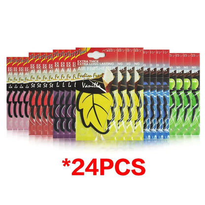 3-60pcs Car Air Freshener Natural Scented Tea Paper Auto Hanging Vanilla Perfume Fragrance Leaf Shape Car Accessories Interio