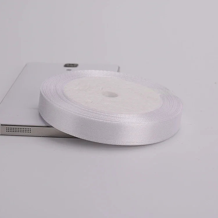 (25yards/roll)6mm-75mm White Silk Satin Ribbons Wedding Decorative Ribbon Gift Wrapping DIY Handmade Materials 9 Size - 12mm 