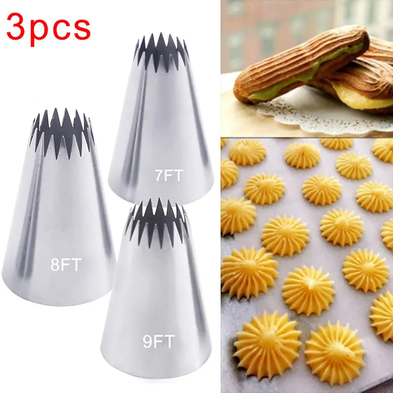 7FT 8FT 9FT Cake Decorating Tips Set Russian Open Star Piping Nozzles Tips Cupcake Cookies Icing Piping Pastry Nozzles - 7FT 