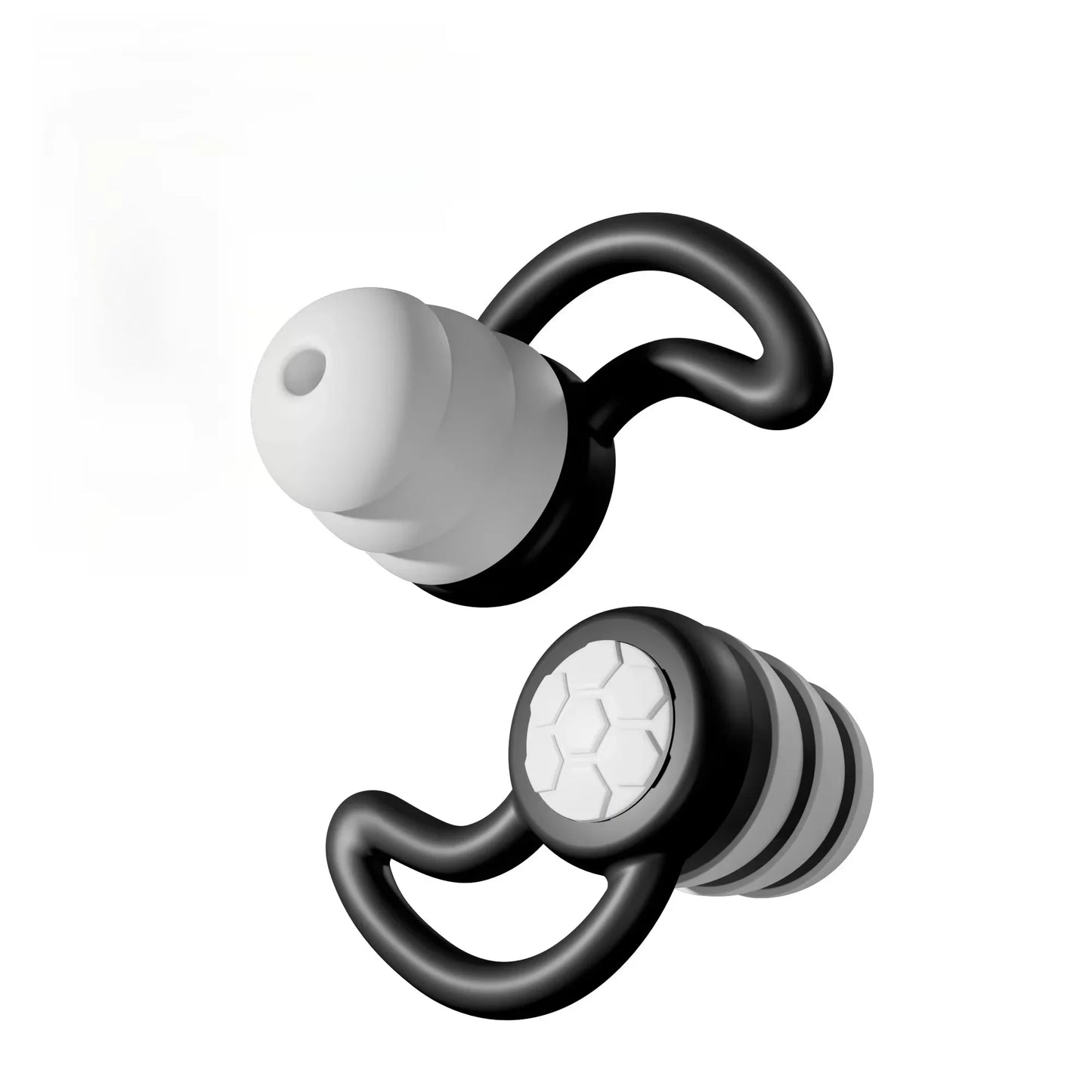 Silicone Noise Cancelling Earplugs Noise Filter Sleep Swimming Waterproof Three Layer Mute Earplugs - Black
