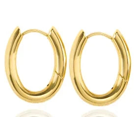 Shiny Zircon Hoop Earrings for Women Trendy Golden Stainless Steel Circle Earring Jewelry Pendientes - D30
