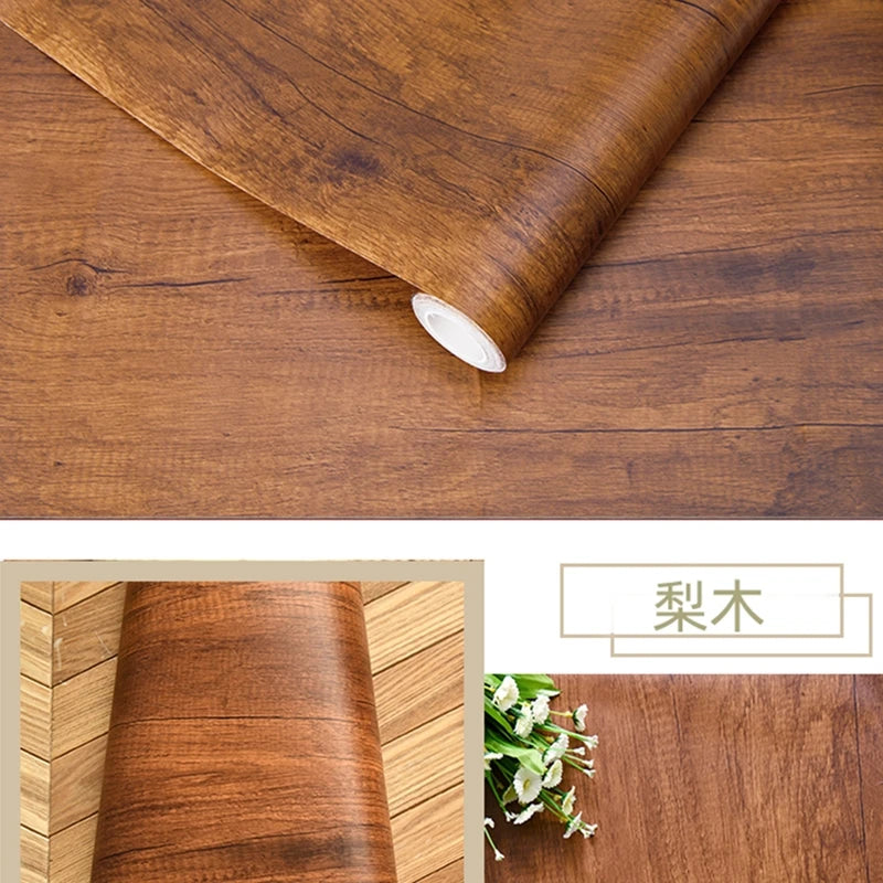 Wood Grain DIY Sticker PVC Self Adhesive Waterproof Wallpapers Renovation Furnitures Wall Stickers Home Decor Sticky Paper De