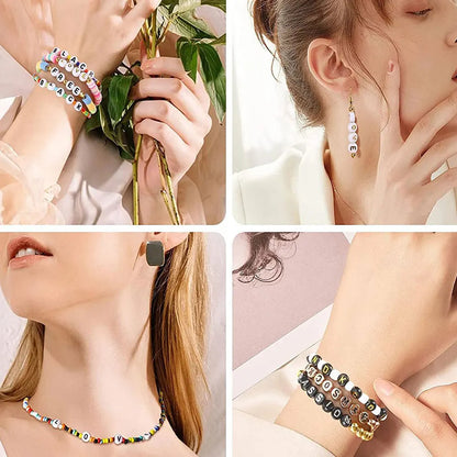 700pcs 7 Colors Round Letter Beads Acrylic Alphabet Number Beads for Jewelry Making DIY Taylor Friendship Bracelet (7x4mm)