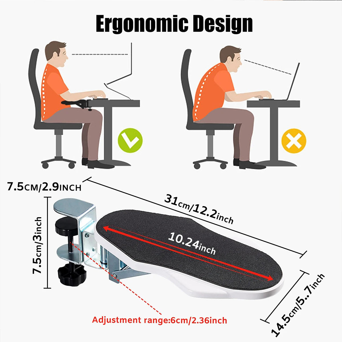 1 PC Computer Arm Support Bracket Suitable for Office Desk Adjusted To Rotate Wrist Support Bracket Extension Tray for Home U