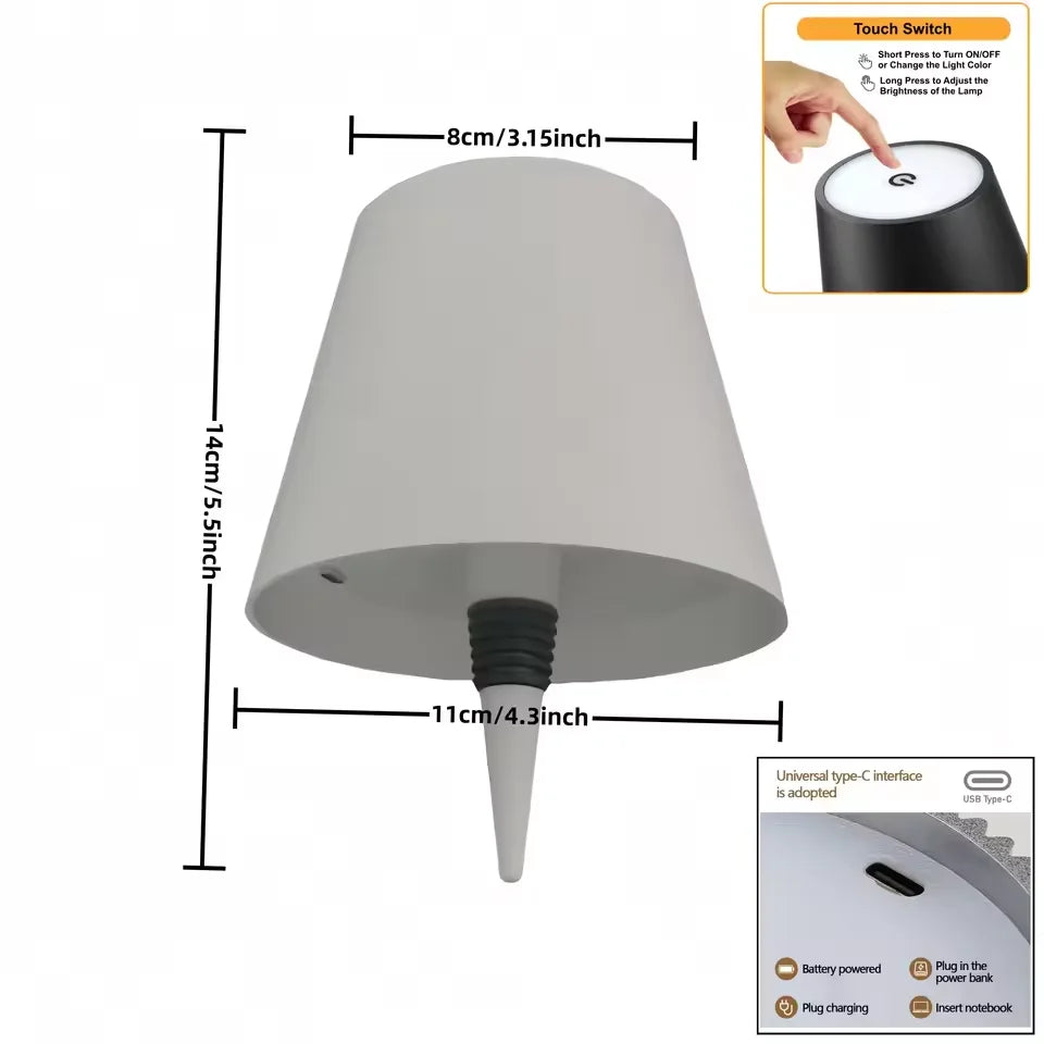LED Bottle Table Lamp Touch 3 Colors Rechargeable Portable Desktop Decoration Lamp For Bar Restaurant Camping Atmosphere Deco
