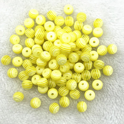 6mm 8mm Round Transparency Resin Beads Stripe Spacer Beads for Jewelry Making Children Handcraft Department DIY Accessories -