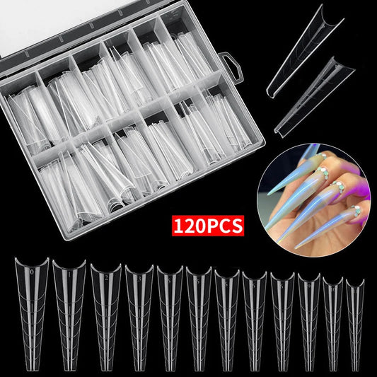 Misscheering 120Pcs/Box Transparent Fake Nails Acrylic French Nail Tips Full Coverage Press On Nails Accessory DIY Manicure T