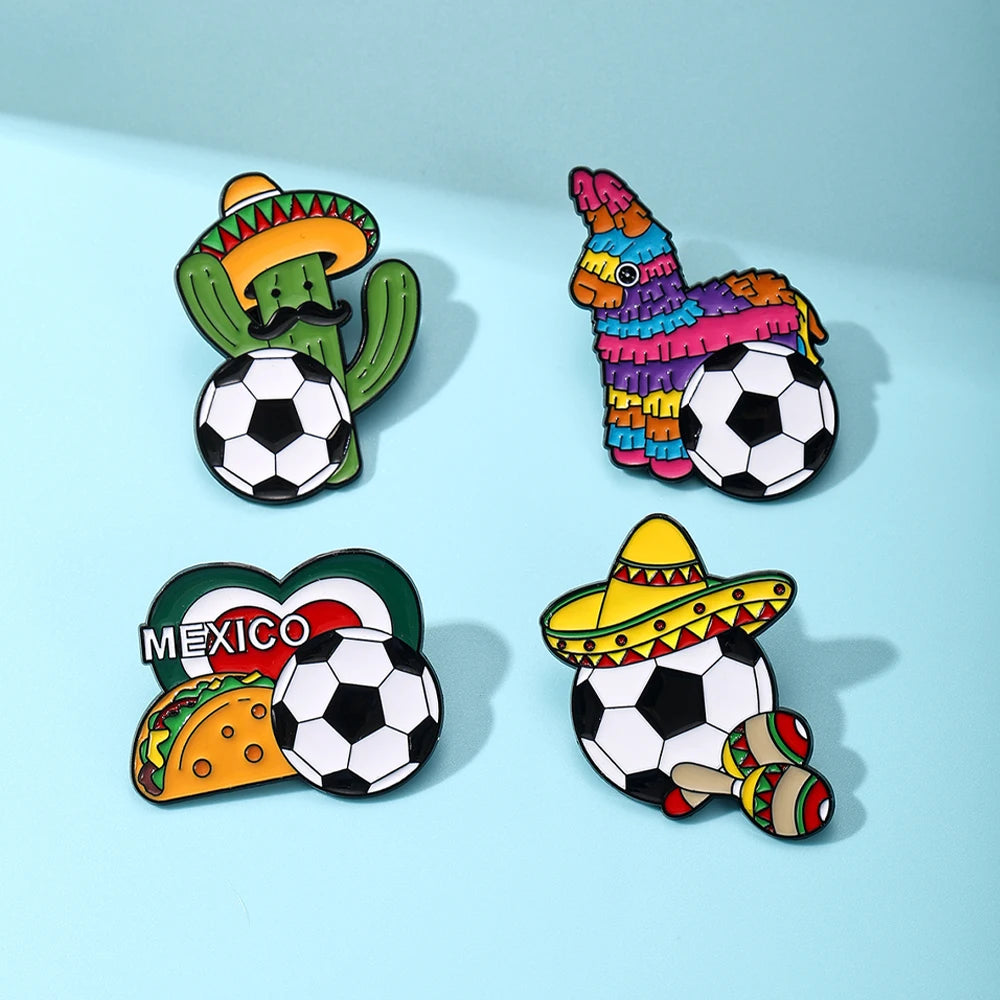 4 PCS Soccer Football Souvenirs As Gifts Trophy Metal Badges Spilla Brooches Pins Personalized Diy Trendy Decorative Accessor