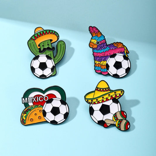 4 PCS Soccer Football Souvenirs As Gifts Trophy Metal Badges Spilla Brooches Pins Personalized Diy Trendy Decorative Accessor