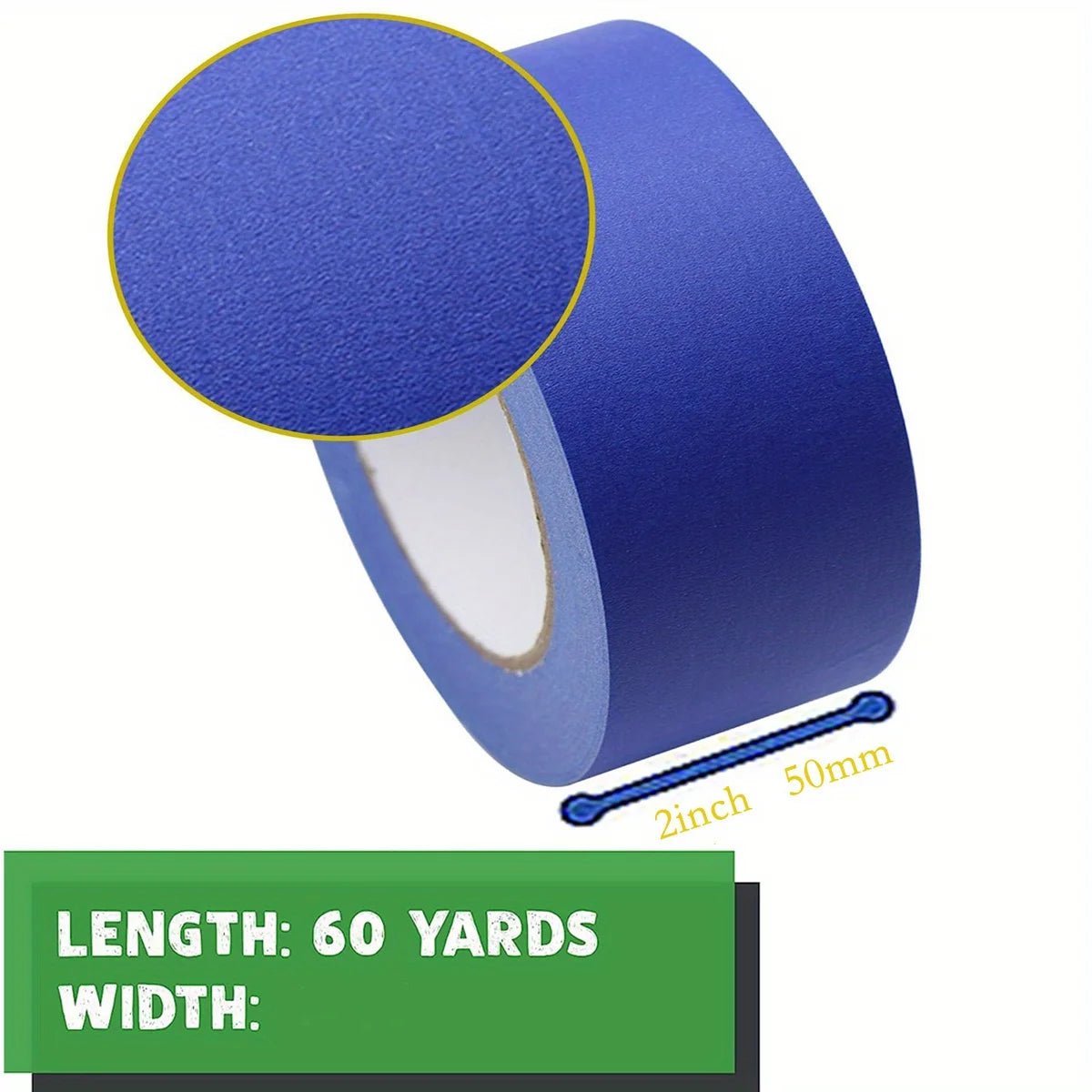 Blue Painters Tape, 1/2 inch,3/4 inch,1 inch,2 inch, Multi Size Painting Masking Tape, Clean Release Paper Tape for Home - 2 