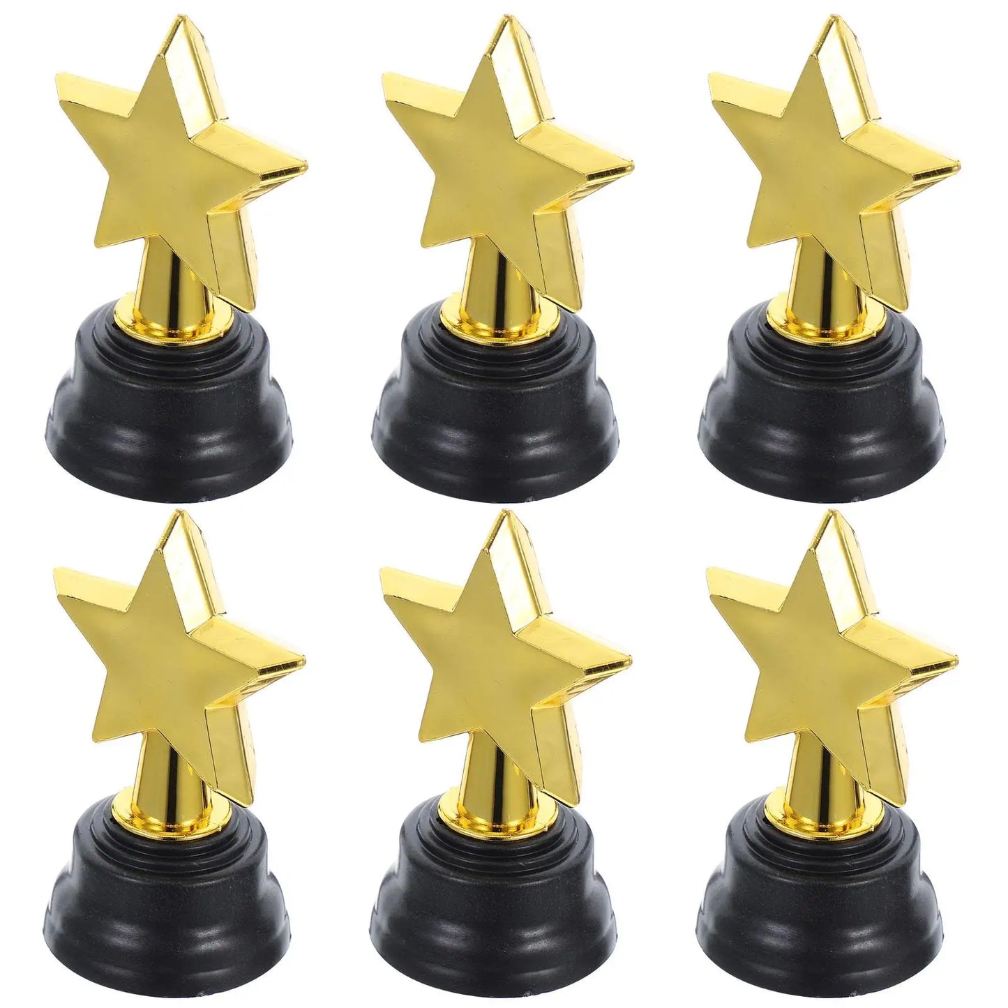 6pcs Mini Gold Star Trophies - Party Favors and Game Prizes for Kindergarten Graduations, Competitions and Rewards - 6pcs