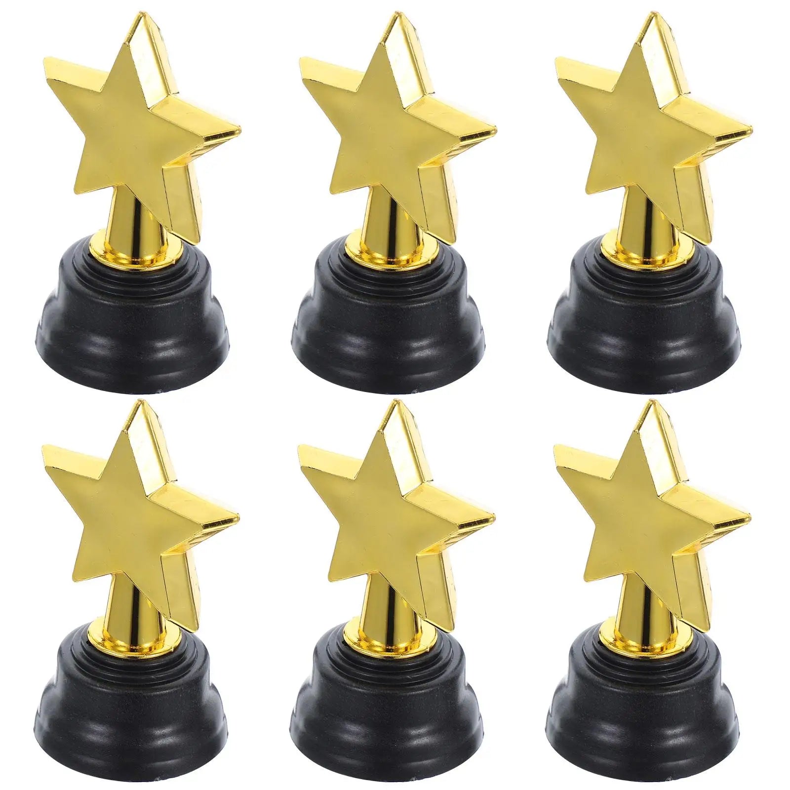 6pcs Mini Gold Star Trophies - Party Favors and Game Prizes for Kindergarten Graduations, Competitions and Rewards - 6pcs