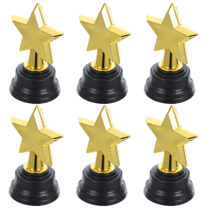 6pcs Mini Gold Star Trophies - Party Favors and Game Prizes for Kindergarten Graduations, Competitions and Rewards