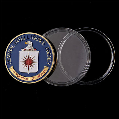 America Military US Central Intelligence Agency Coin Gold CIA Challenge Coin Collectibles With Hard Capsule