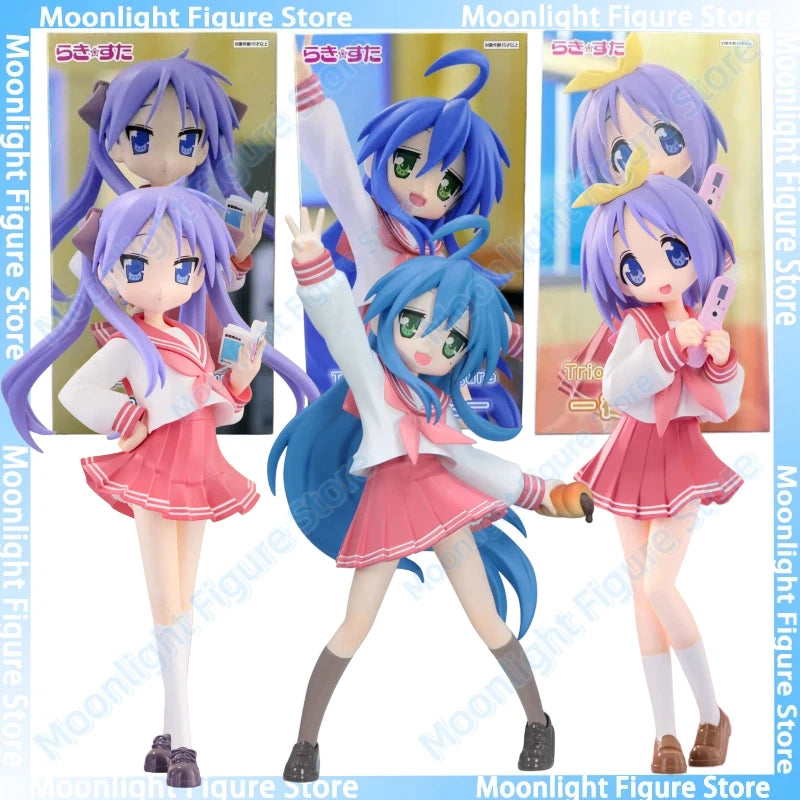 In Stock FuRyu Trio-Try-iT Izumi Konata Hiiragi Kagami Hiiragi Tsukasa Desktop Cute Anime Action Figure Toys Figure Collectio