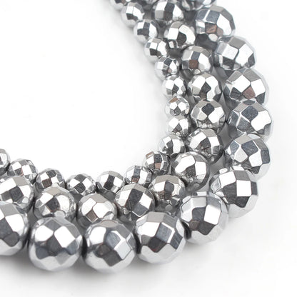Natural Stones Rhodium Rose Gold Plated Hematite Round Loose Mineral Beads for Bracelet DIY Jewelry Making 15inch 2/3/4/6/8/1