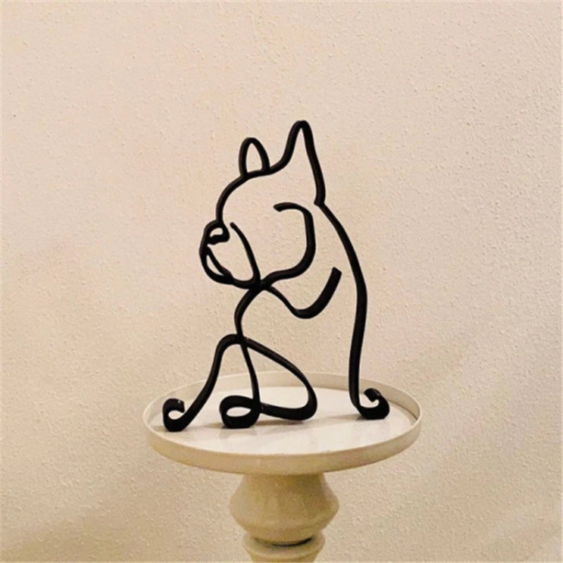 Creative Art Sculpture Metal Dog Abstract Minimalist Art Iron Figurines Office Desktop Accessories For Home Decoration Suppli