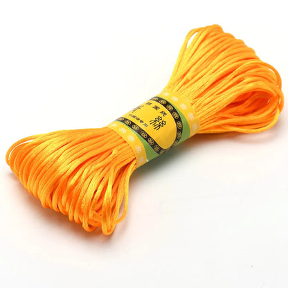 20M 1.5mm Satin Nylon Trim Cord, Rattail Cord Chinese Knot - Gold Yellow