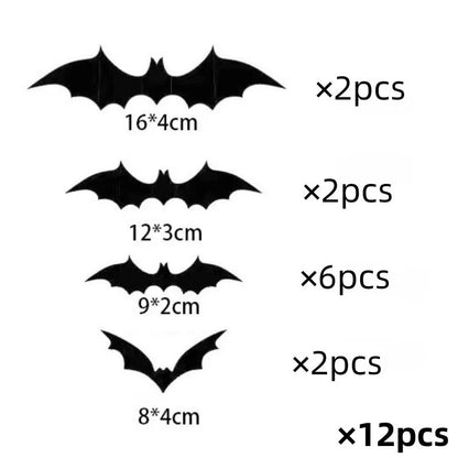 12pcs Halloween Decoration 3d Bat Wall Stickers Decoration Furniture Windows Yard Logo Outdoor Lawn Ghost Party Decor 1 - 12 