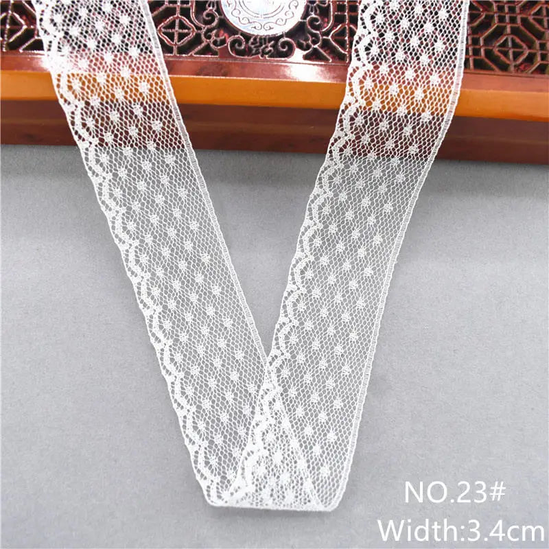 Best Selling 10yards 38kinds Color White Lace Ribbon Woven Band French African Lace Wedding Fabric DIY Clothing/gift Wrapping