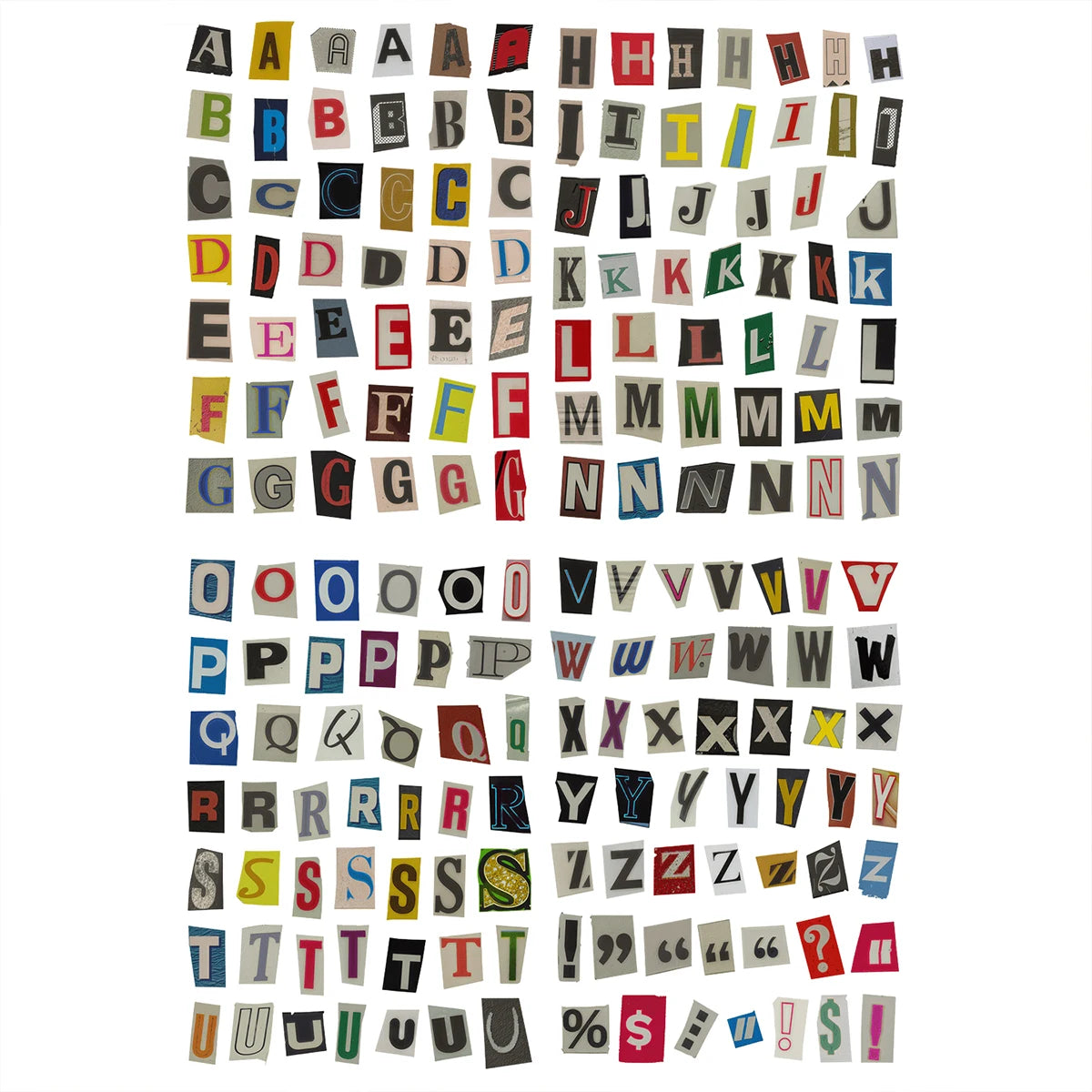 181 PCS Vintage Alphabet Letter Stickers Suitable for Scrapbooking, Journals, Planners - 4 Sheets with A-Z Letters - 4 Sheets
