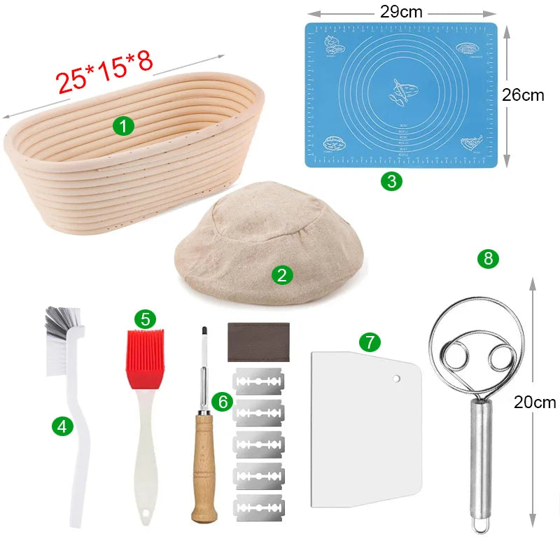 Rattan Bread Proofing Basket Bread Basket Oval Rattan Wicker Dough Fermentation Sourdough Banneton - 25x15x8-8pcs